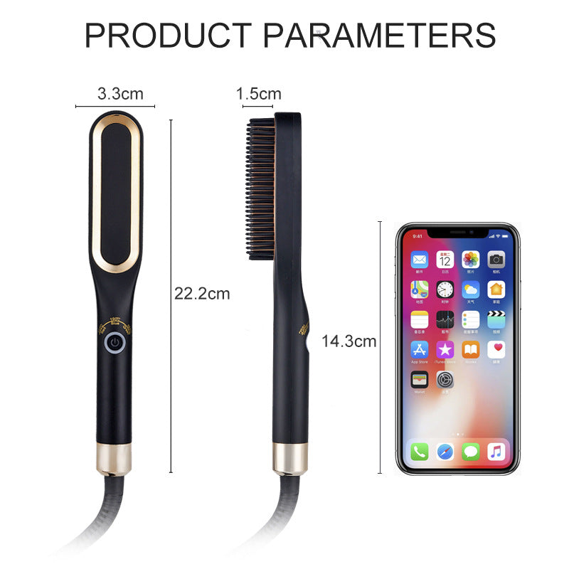 Mini Hair Straightener Brush Hot Comb – Ceramic Electric Hair Straightening Comb, Portable USB Rechargeable Travel Hair Styling Tool